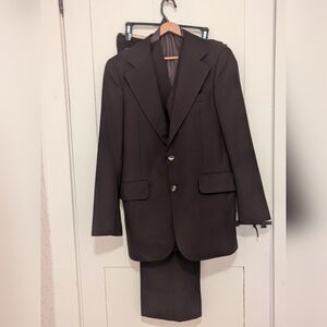 🤎 Vintage Wool 31R 3 Piece suit jacket Pants Vest Dark Academia
